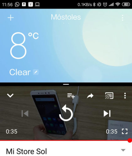 Pantalla dividida, selección de tamaño YouTube