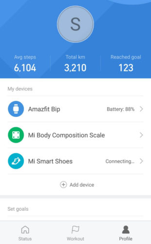 mi_fit_profile Dispositivos agregados