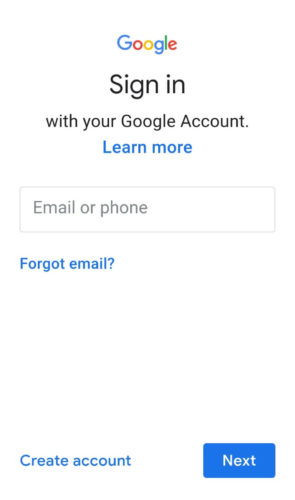 Acconunt Google smartphone