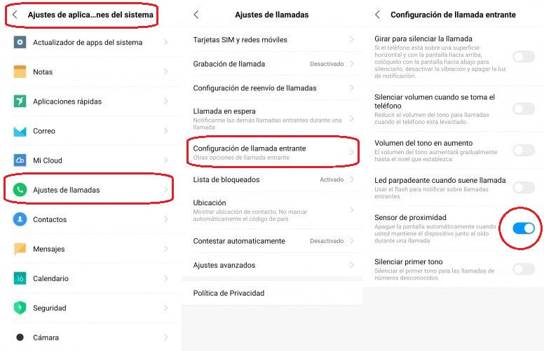 Cómo activar el sensor de proximidad o cómo calibrarlo