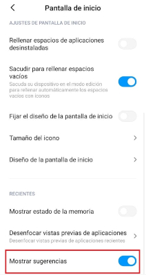 Segundo paso para quitar la publicidad de Launcher en Xiaomi